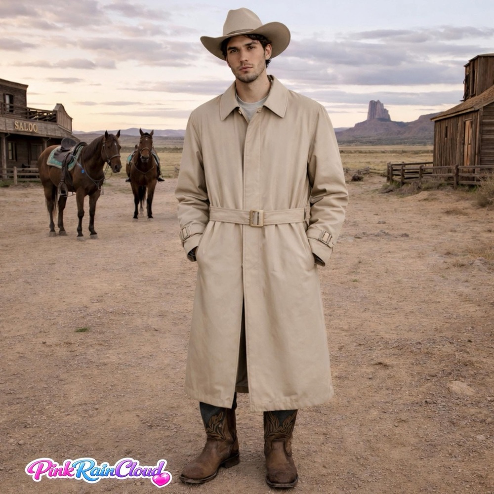 London Fog Vintage Men’s Tan Belted Trench Coat With Detachable Liner Size 42R - Picture 2 of 15
